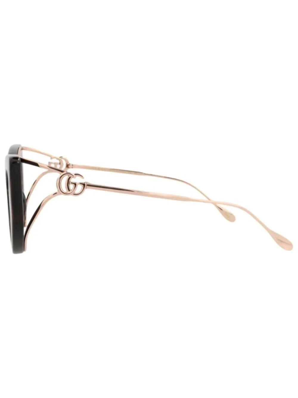 New Gucci Women's Sunglasses Cat Eye Injection Frame Havana Gold Brown
